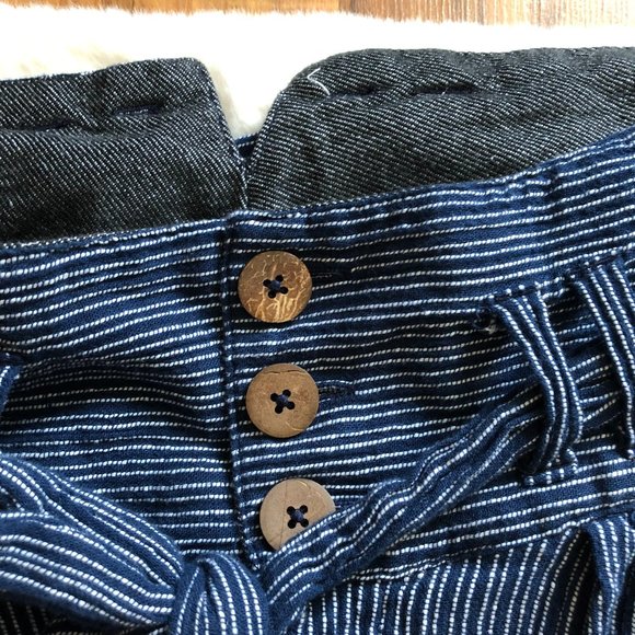 Free People Stripe High Waist Paper Bag belted Pants Size 4 - Picture 6 of 11